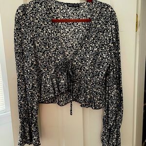 Black blouse with white flowers!